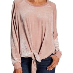 Pink oversized plush slouchy velvet velour sweatshirt